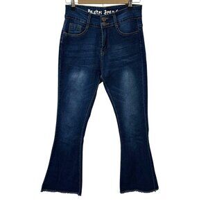 Flare Leg Raw Hem Dark Wash Stretch Denim Jeans by Pastel Jeans Junior 11/12